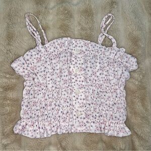 Floral Pink Button-Up Tank Top